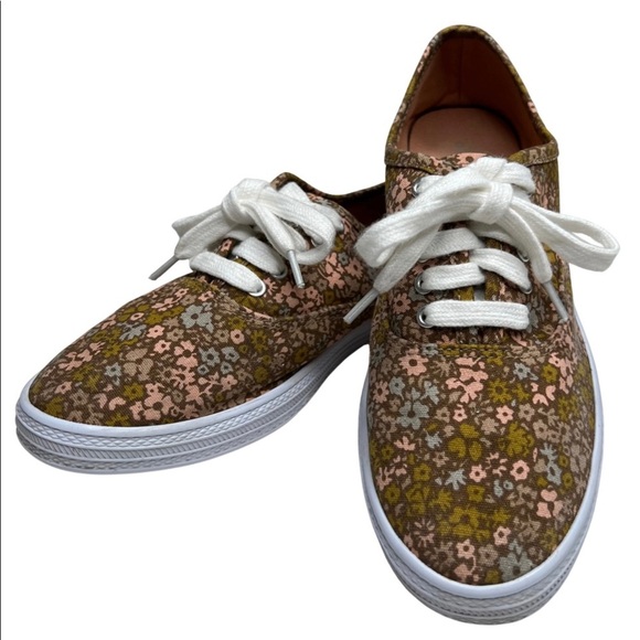 Universal Thread Sneakers Lace Up Canvas Floral Brown Pink 7 - Picture 14 of 16